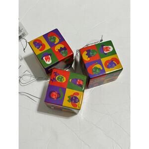 Aurelia Durand Cube Christmas Tree Ornament and 2 Matching Boxes 3Pcs NWT